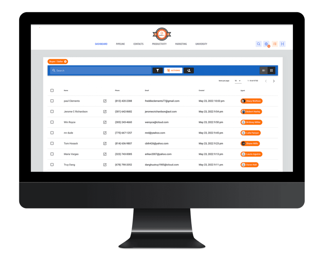 HouseJet CRM contact list